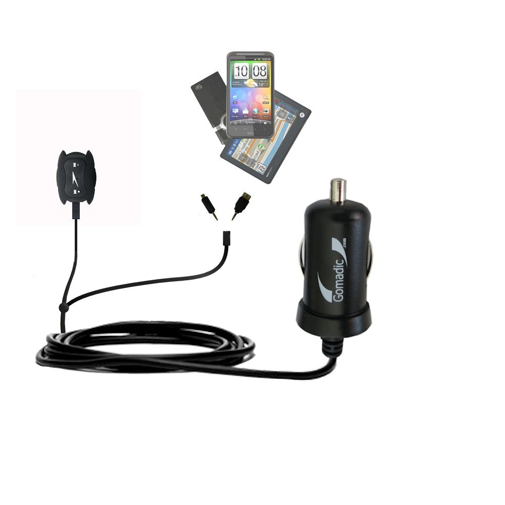 mini Double Car Charger with tips including compatible with the Speedo Aquabeat / 2 / LIME MP3 Player