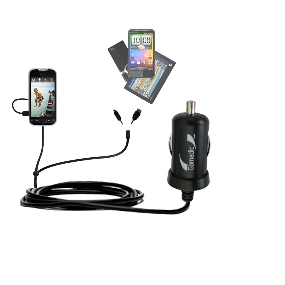 mini Double Car Charger with tips including compatible with the T-Mobile myTouch 4G