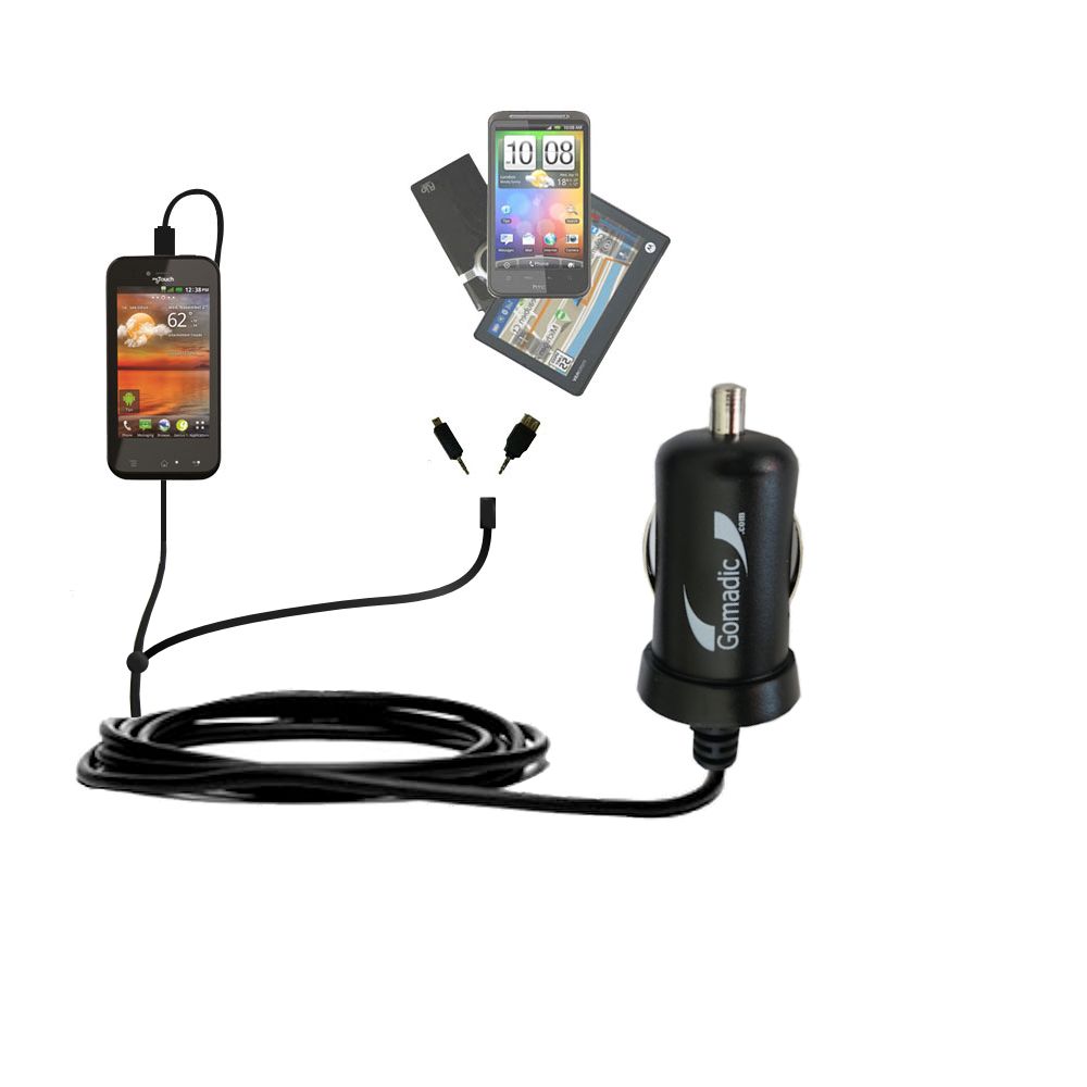 mini Double Car Charger with tips including compatible with the T-Mobile myTouch Q