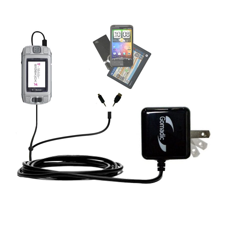 Double Wall Home Charger with tips including compatible with the T-Mobile Sidekick 3