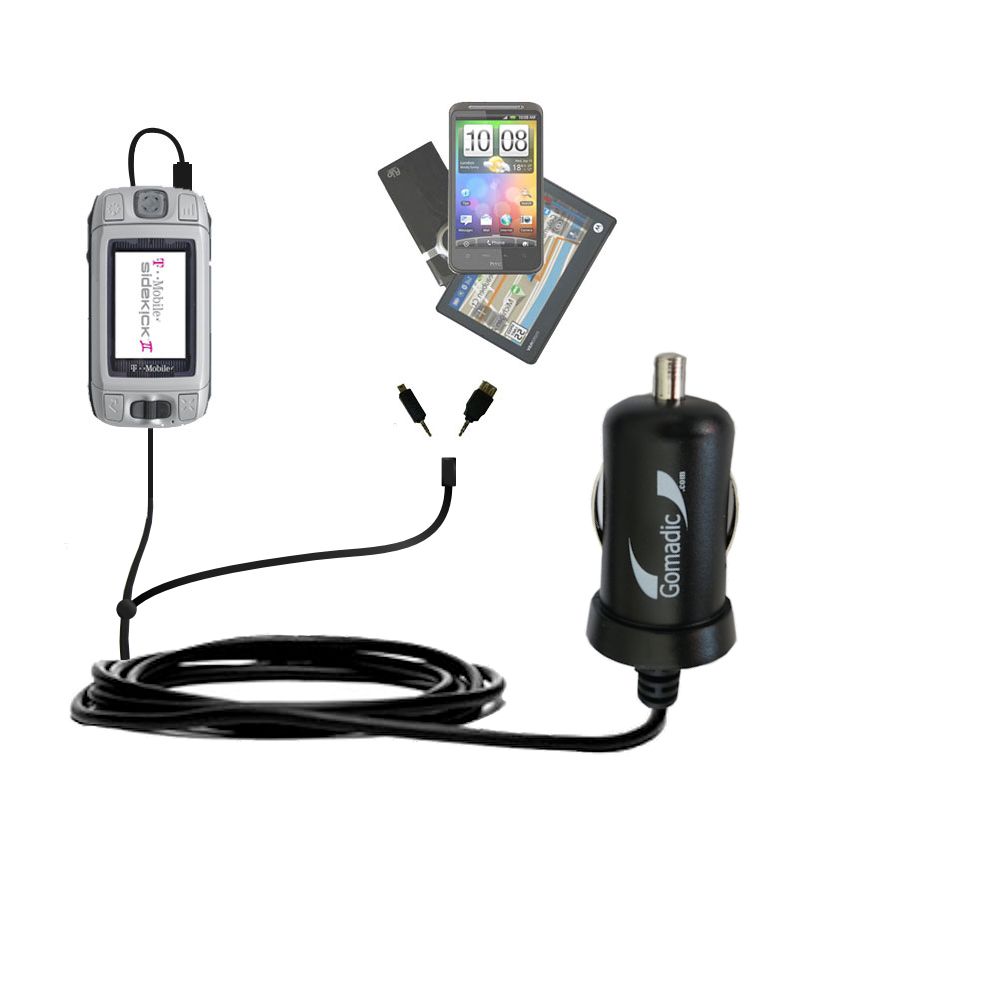 mini Double Car Charger with tips including compatible with the T-Mobile Sidekick Color