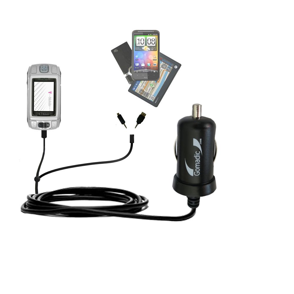 mini Double Car Charger with tips including compatible with the T-Mobile Sidekick