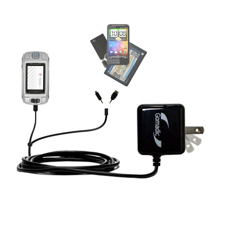 Double Wall Home Charger with tips including compatible with the T-Mobile Sidekick