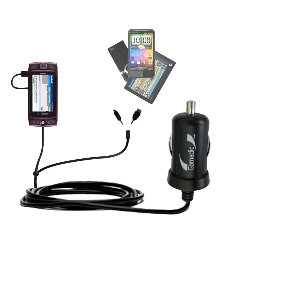 mini Double Car Charger with tips including compatible with the T-Mobile Sidekick LX