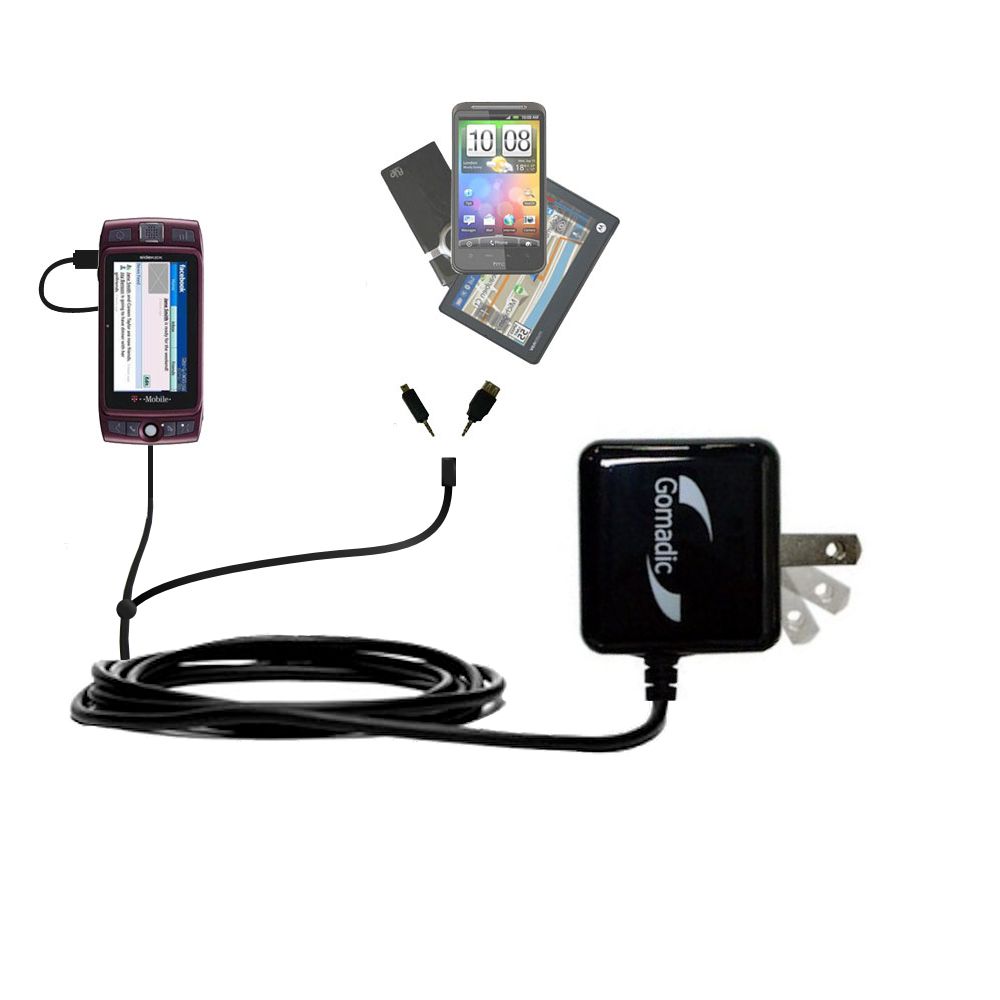 Double Wall Home Charger with tips including compatible with the T-Mobile Sidekick LX