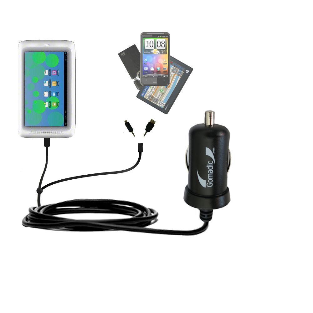 mini Double Car Charger with tips including compatible with the Tabeo Tabeo 7