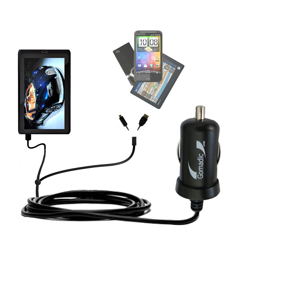mini Double Car Charger with tips including compatible with the Tablet Express Dragon Touch 10.1 inch R10