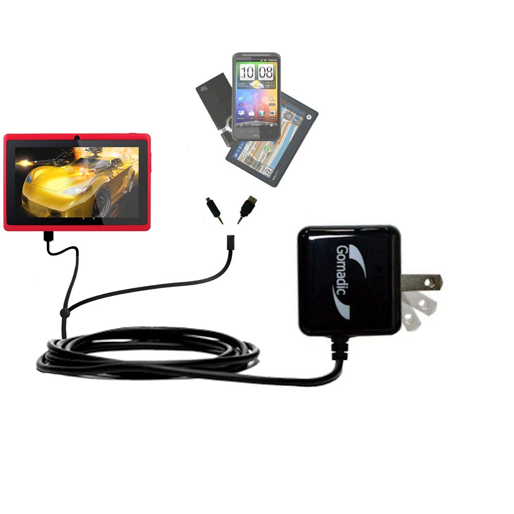 Double Wall Home Charger with tips including compatible with the Tablet Express Dragon Touch 9 inch A13 MID948B