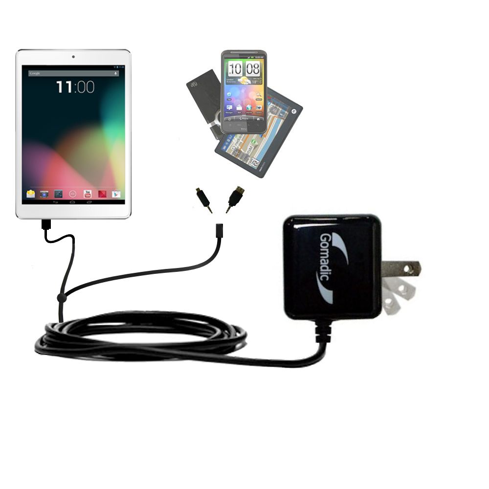 Double Wall Home Charger with tips including compatible with the Tablet Express Dragon Touch elite mini 7.85 inch R8