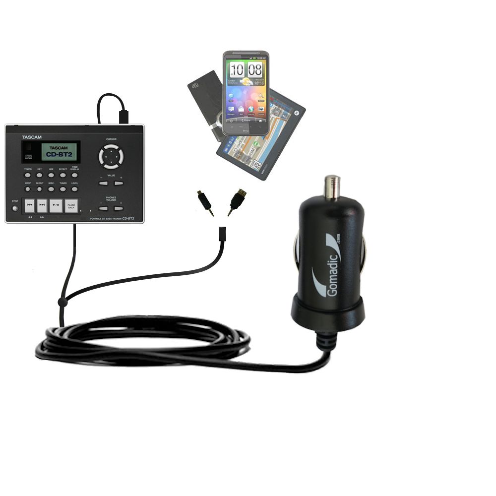 mini Double Car Charger with tips including compatible with the Tascam CD-BT2 / CD-GT2 / CD-VT2