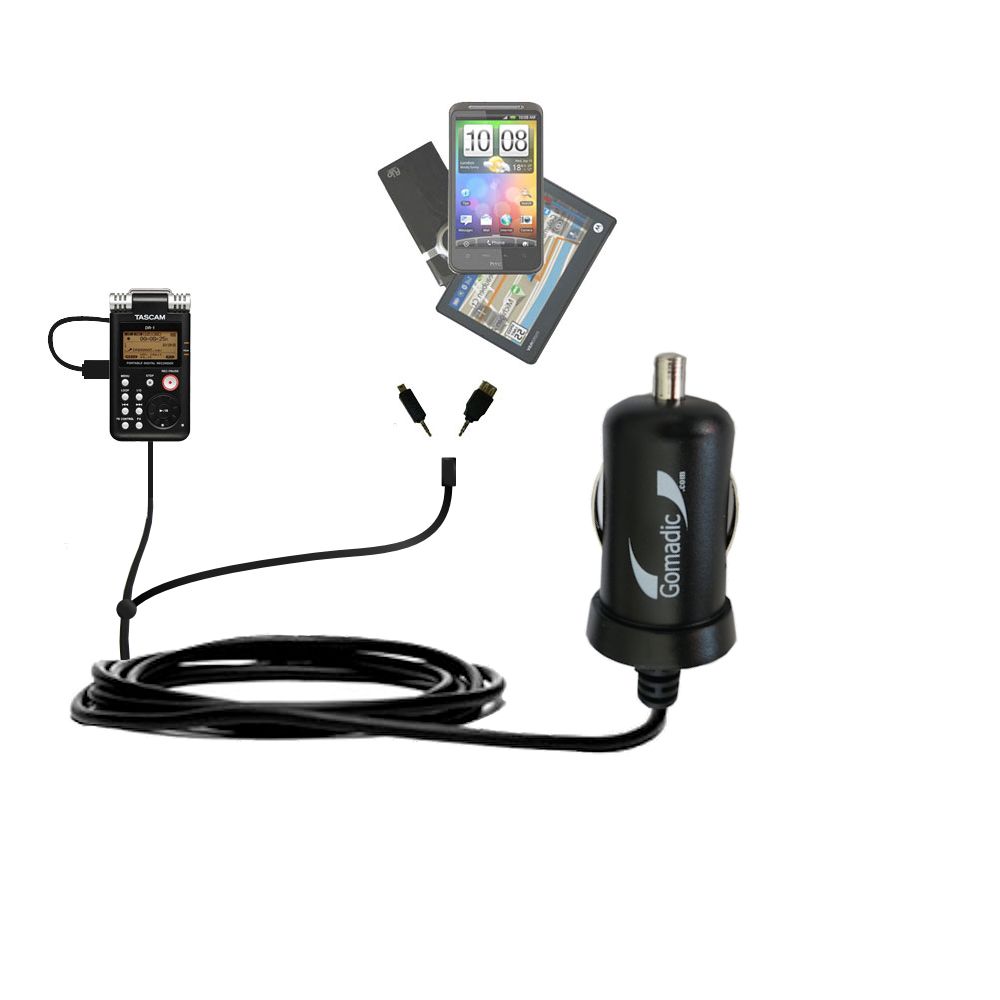 mini Double Car Charger with tips including compatible with the Tascam DR-1
