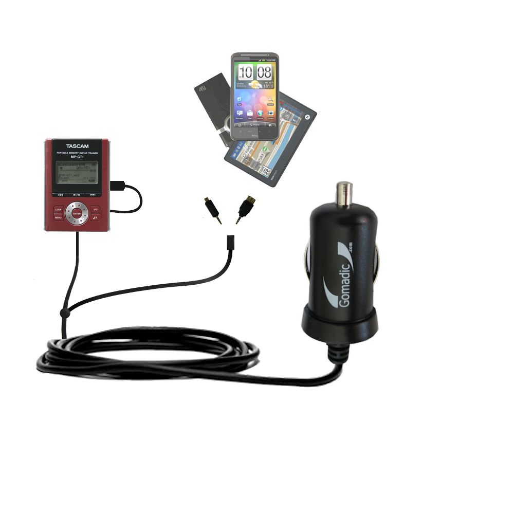 mini Double Car Charger with tips including compatible with the Tascam MP-GT1