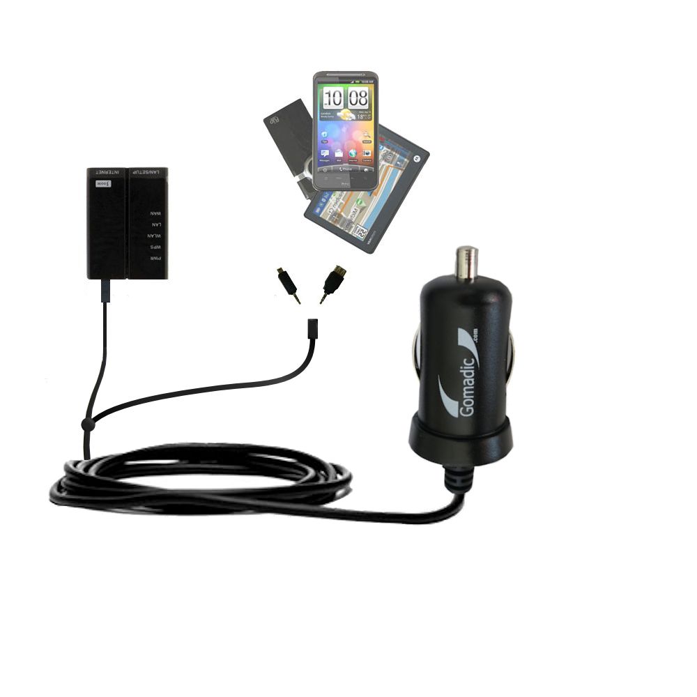mini Double Car Charger with tips including compatible with the Timetec 300M Portable Router