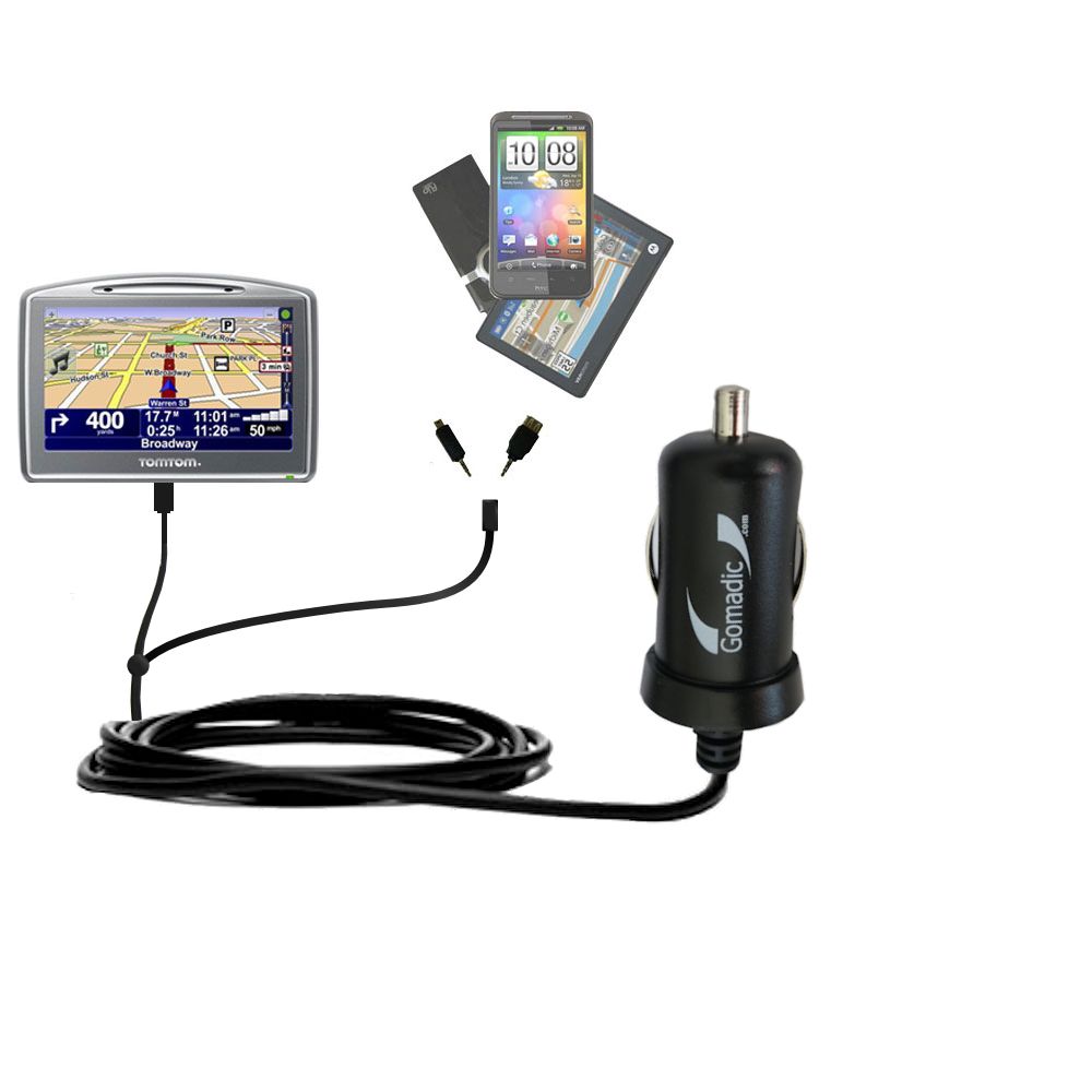 mini Double Car Charger with tips including compatible with the TomTom Go 920 920T