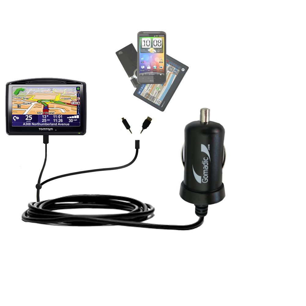 mini Double Car Charger with tips including compatible with the TomTom Go 930