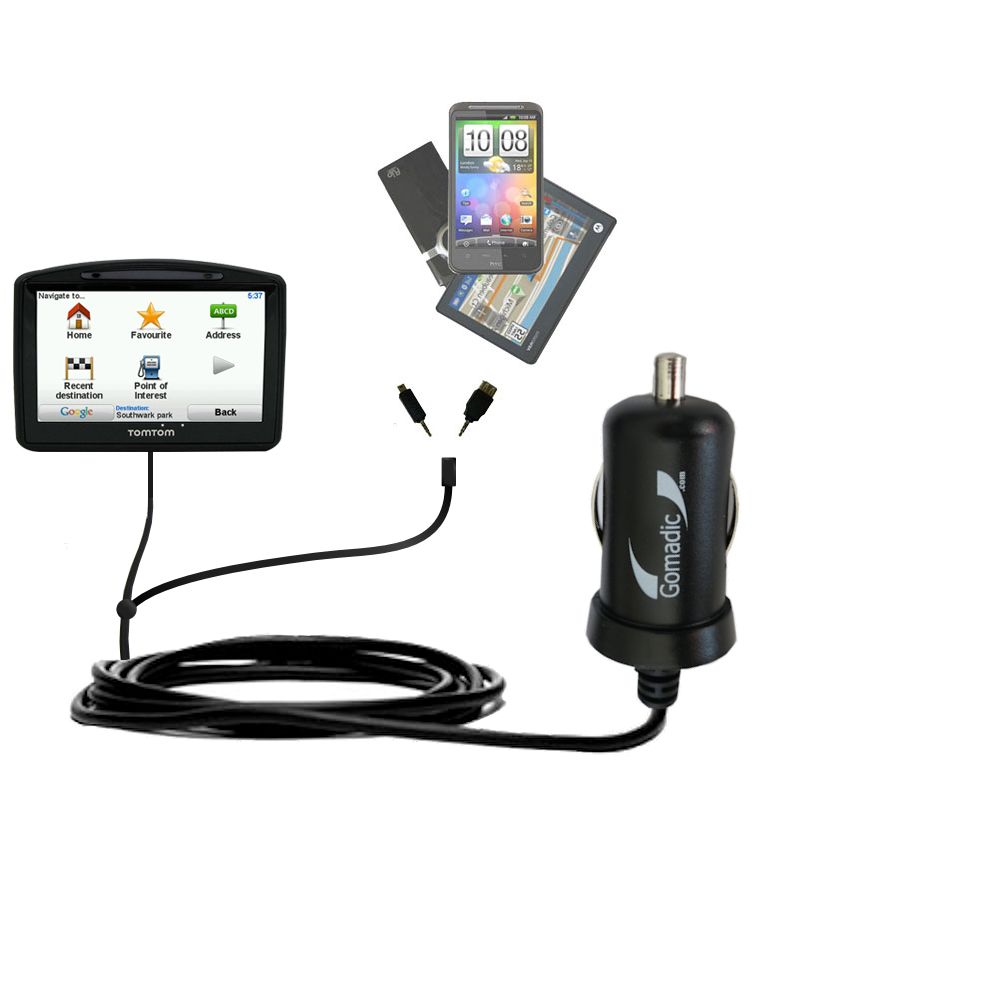 mini Double Car Charger with tips including compatible with the TomTom GO 940