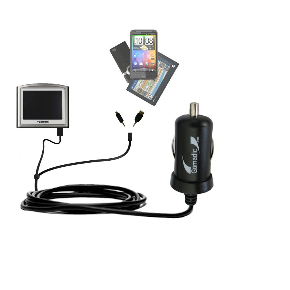 mini Double Car Charger with tips including compatible with the TomTom ONE V4