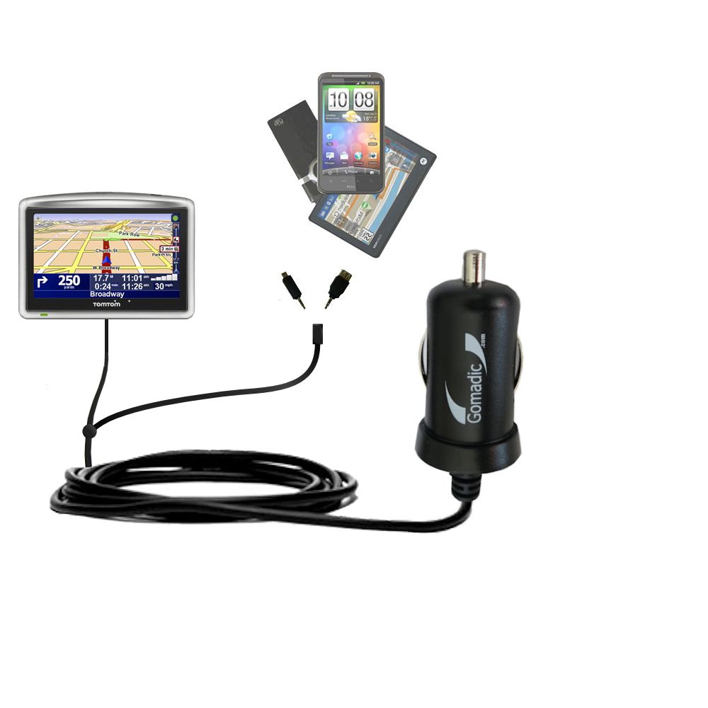 mini Double Car Charger with tips including compatible with the TomTom One XL