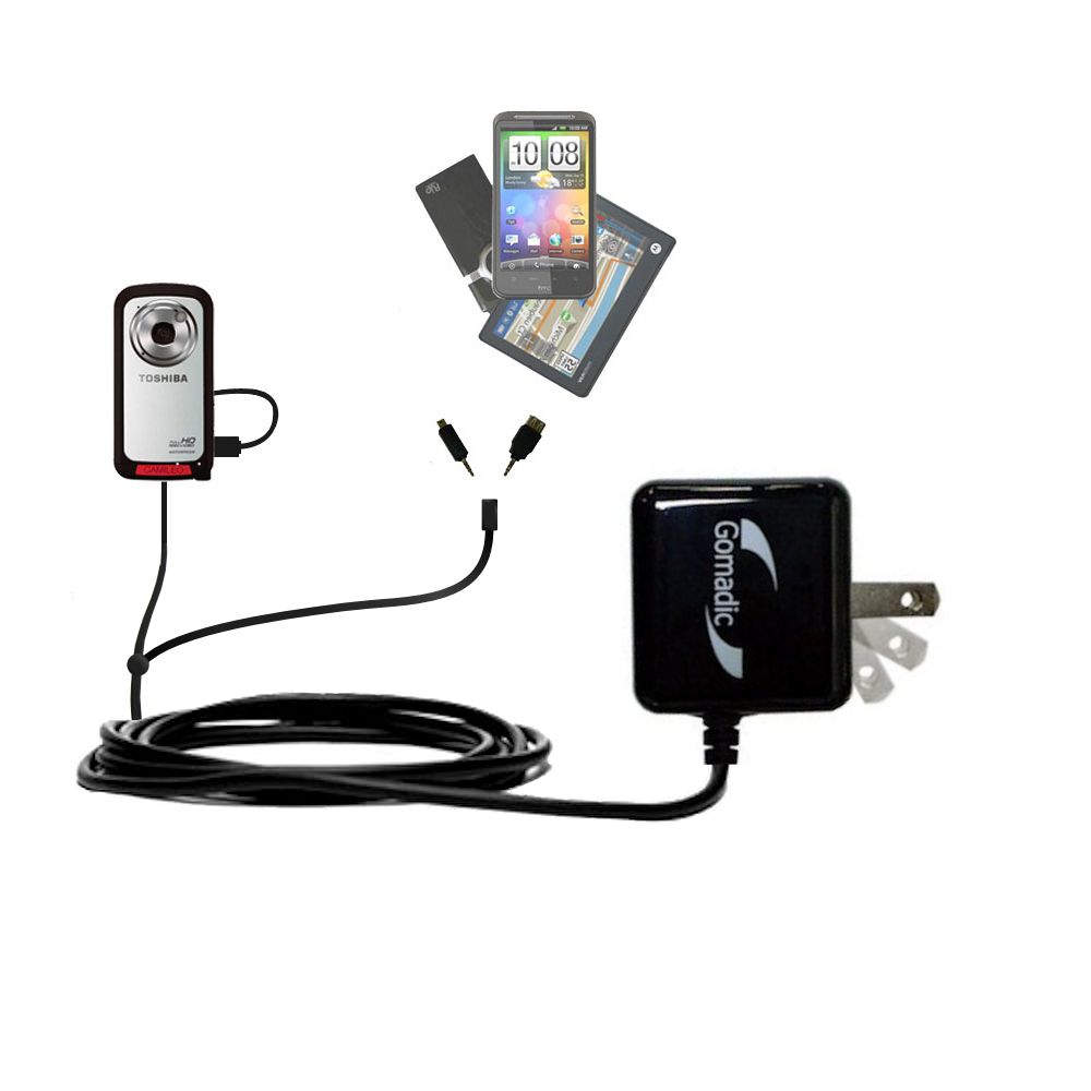 Double Wall Home Charger with tips including compatible with the Toshiba Camileo BW10 Waterproof HD Camcorder