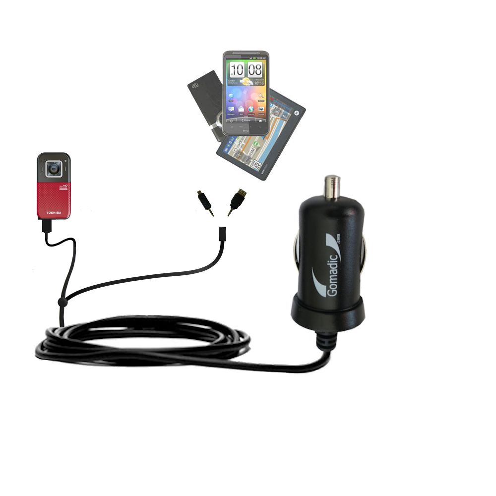 mini Double Car Charger with tips including compatible with the Toshiba Camileo BW20