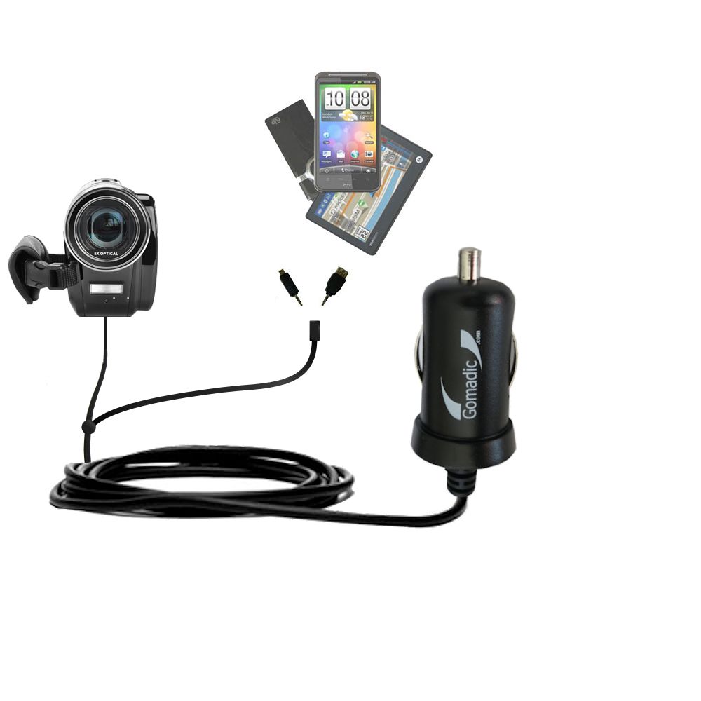 mini Double Car Charger with tips including compatible with the Toshiba CAMILEO H30 HD Camcorder