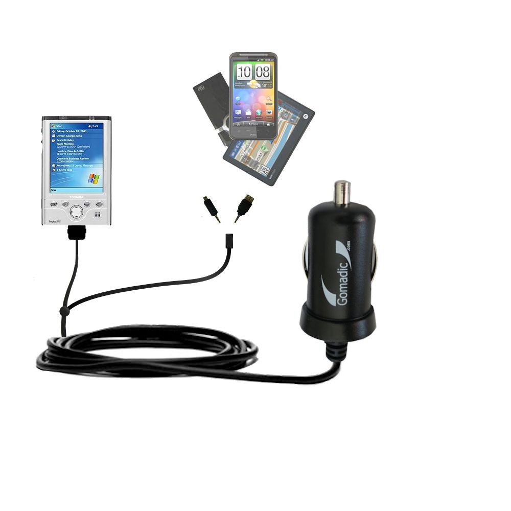 mini Double Car Charger with tips including compatible with the Toshiba e755
