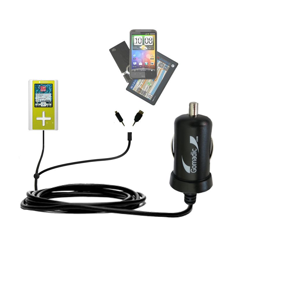 mini Double Car Charger with tips including compatible with the Toshiba Gigabeat F10 MEGF10