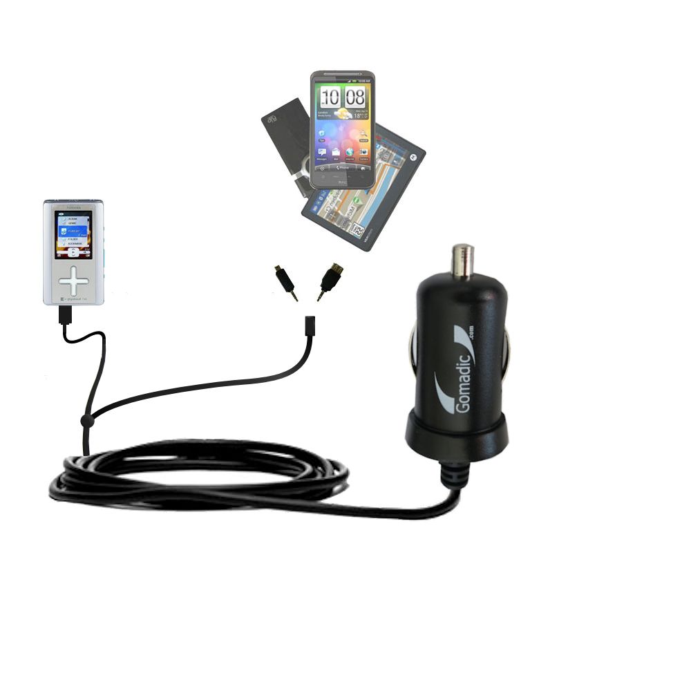 mini Double Car Charger with tips including compatible with the Toshiba Gigabeat MET400