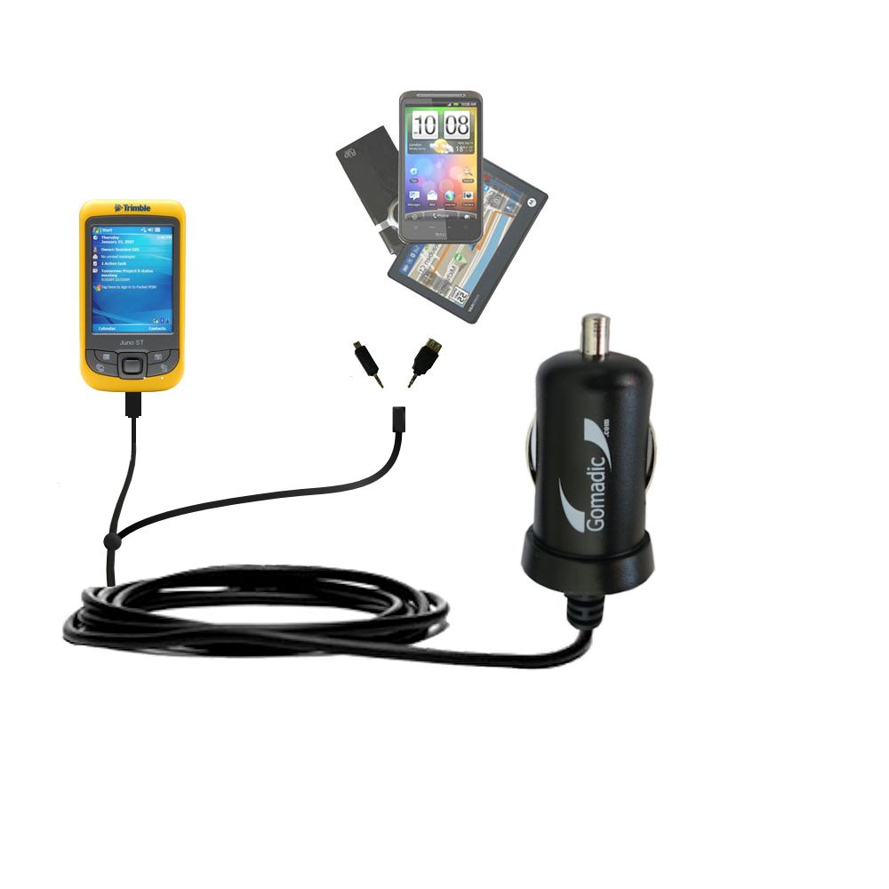 mini Double Car Charger with tips including compatible with the Trimble Juno ST