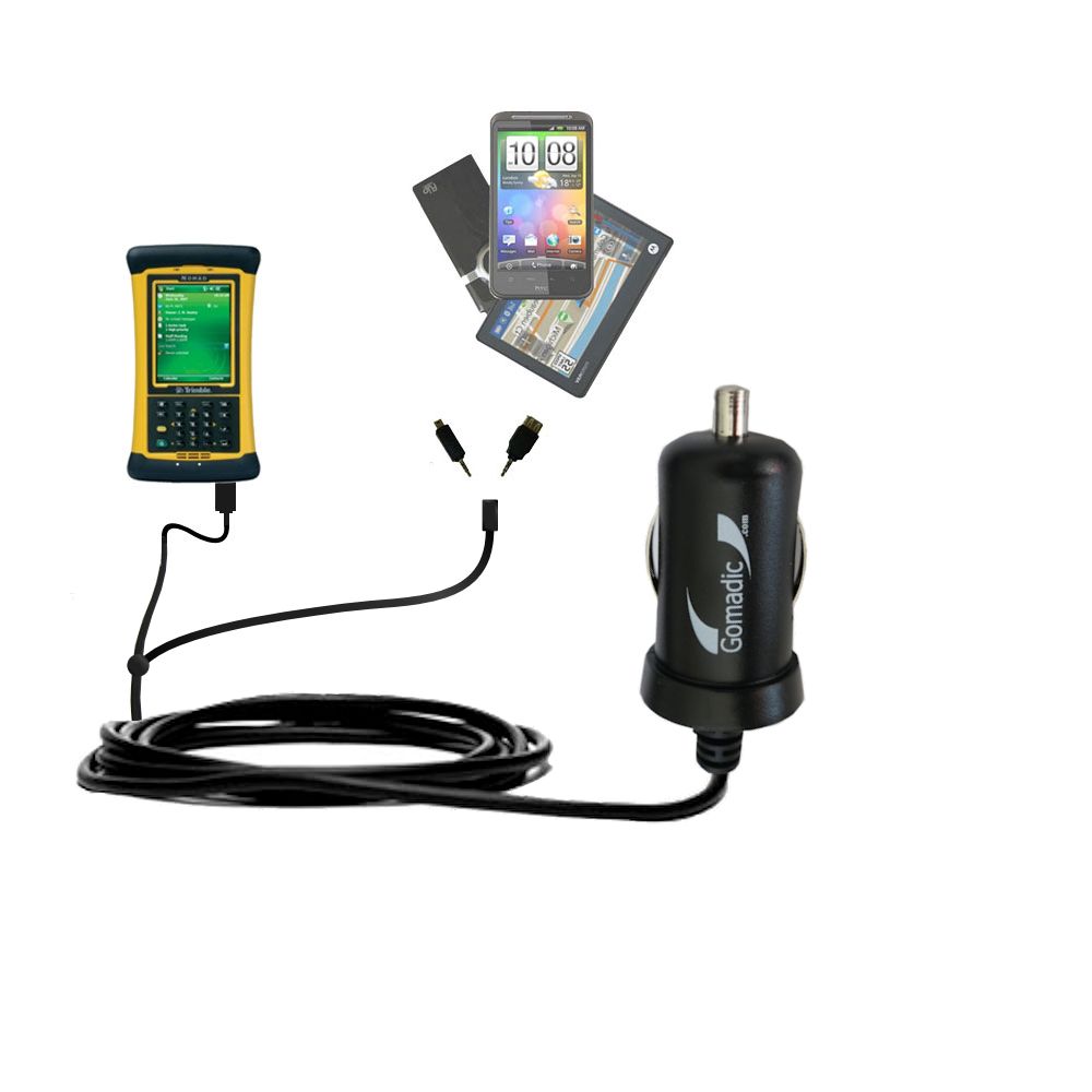 mini Double Car Charger with tips including compatible with the Trimble Nomad 800 Series
