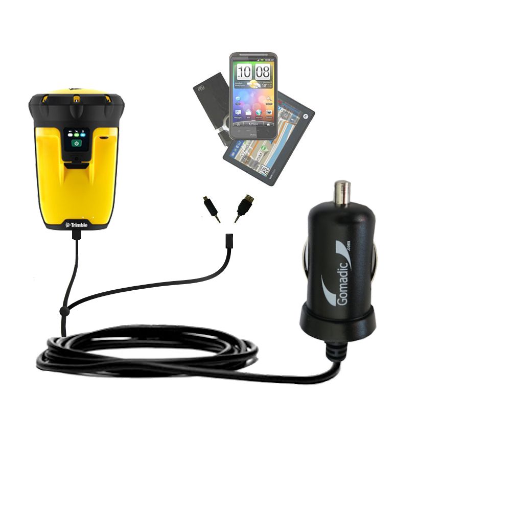 mini Double Car Charger with tips including compatible with the Trimble Pro 6H 6T
