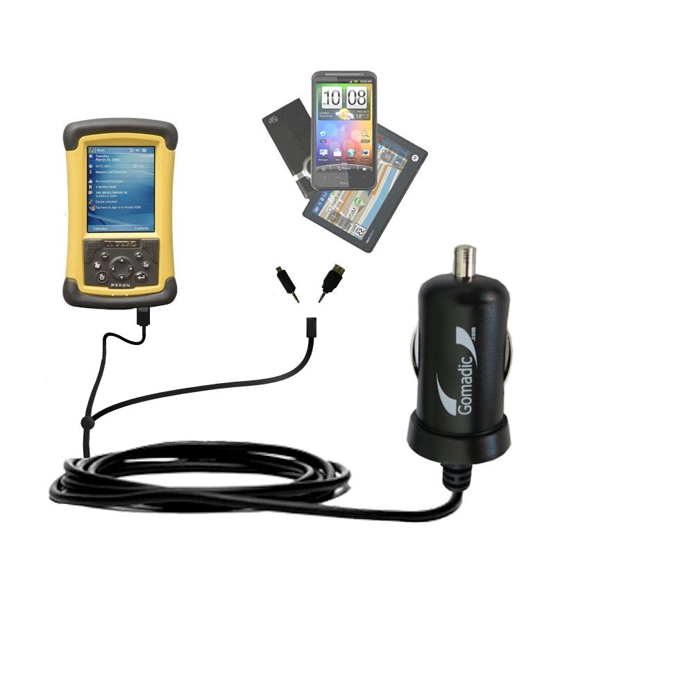 mini Double Car Charger with tips including compatible with the Trimble TDS Recon 200 / 200X