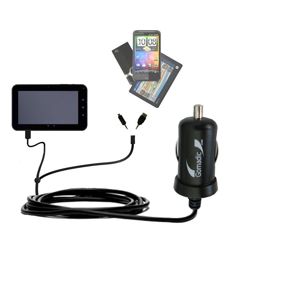mini Double Car Charger with tips including compatible with the Tursion 7 BOXCHIP MID TS-501