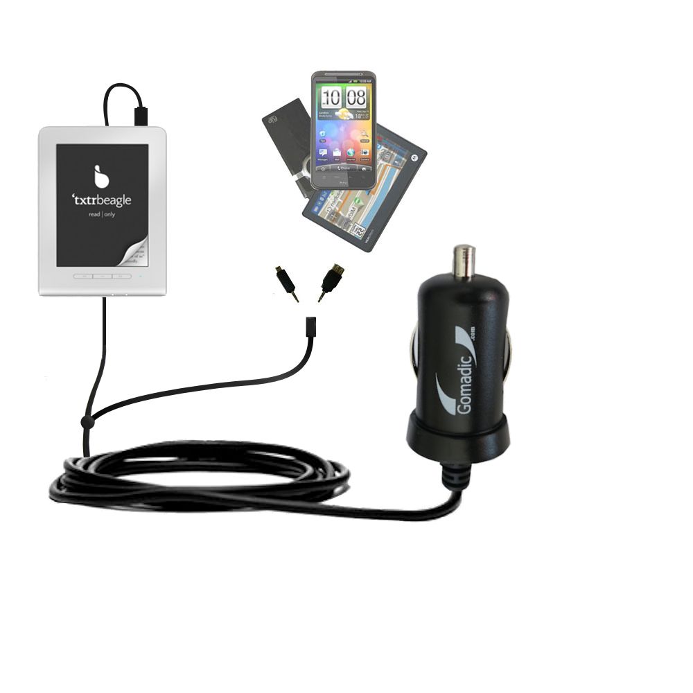 mini Double Car Charger with tips including compatible with the txtr GmbH txtr reader