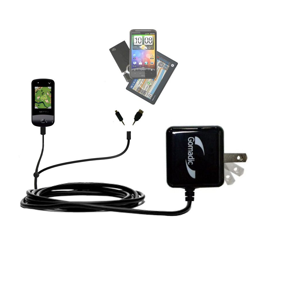 Gomadic Double Wall AC Home Charger suitable for the uPro MX - Charge up to 2 devices at the same time with TipExchange Technology