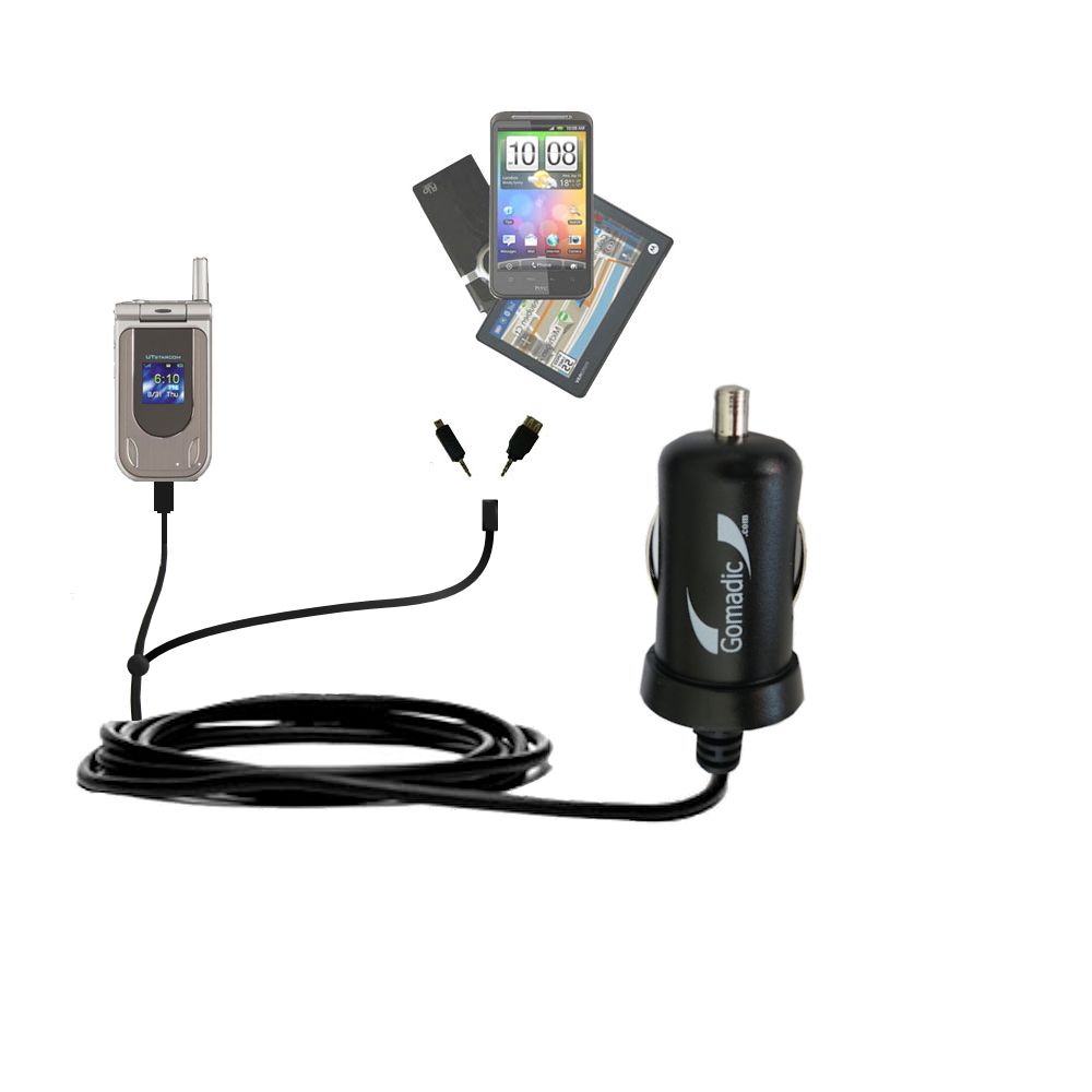 mini Double Car Charger with tips including compatible with the UTStarcom CDM 8932