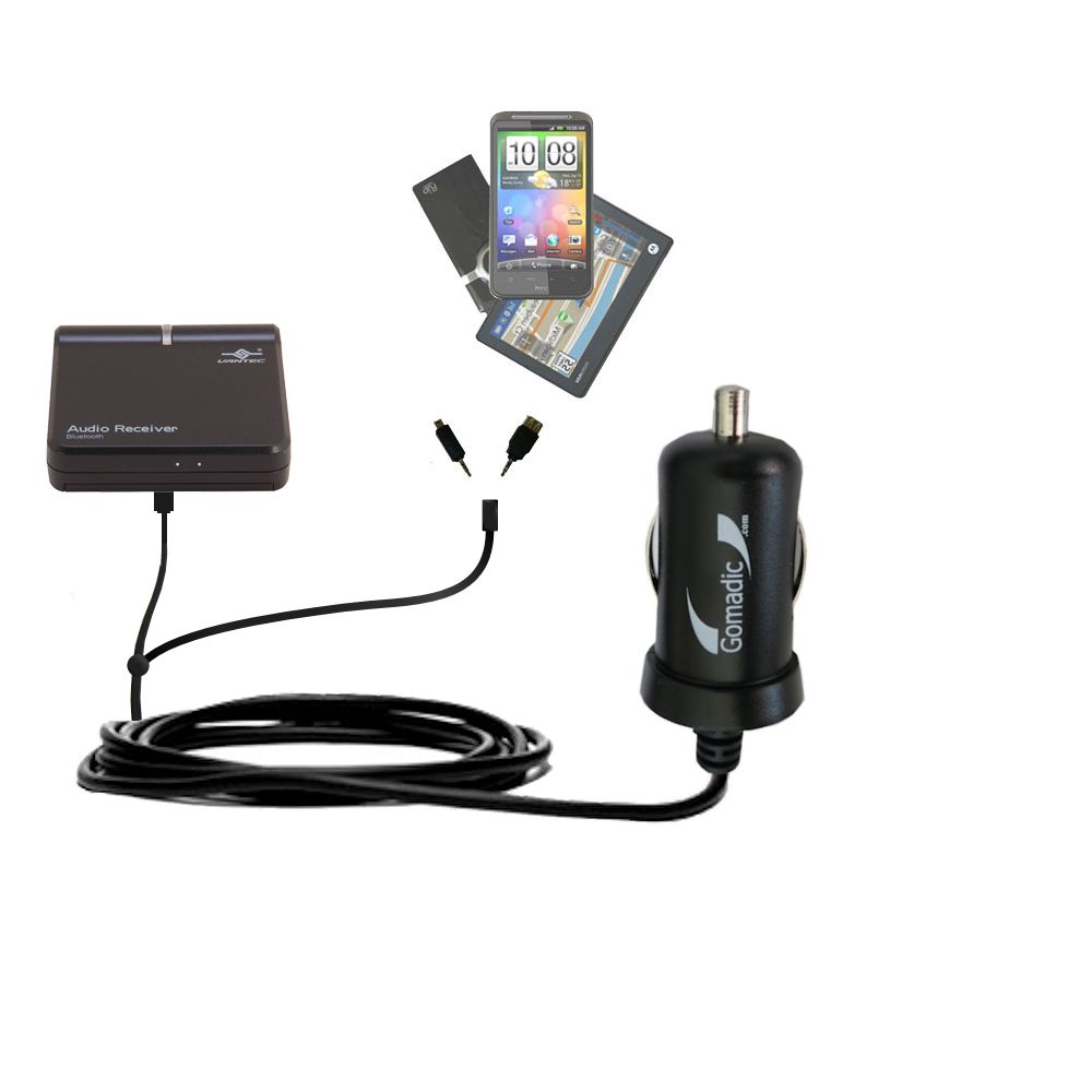 mini Double Car Charger with tips including compatible with the Vantec NBA-BTA350-BK