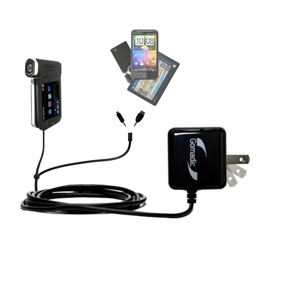 Double Wall Home Charger with tips including compatible with the Veho Muvi Kuzo VC-008