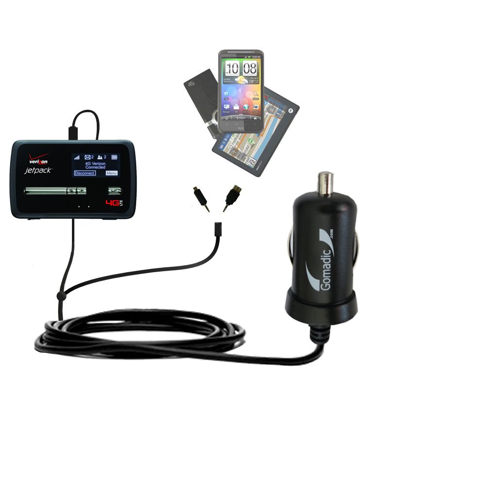 mini Double Car Charger with tips including compatible with the Verizon Jetpack 4GLTE