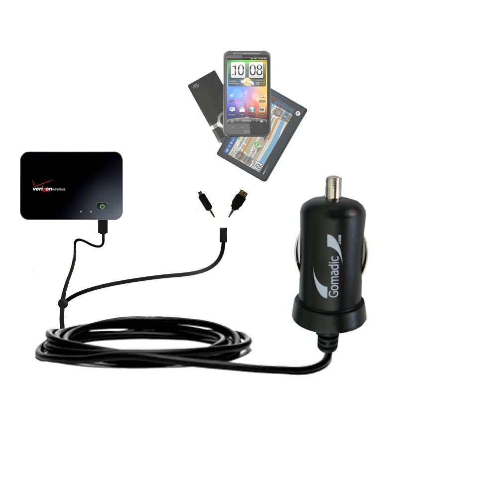 mini Double Car Charger with tips including compatible with the Verizon MiFi 2200