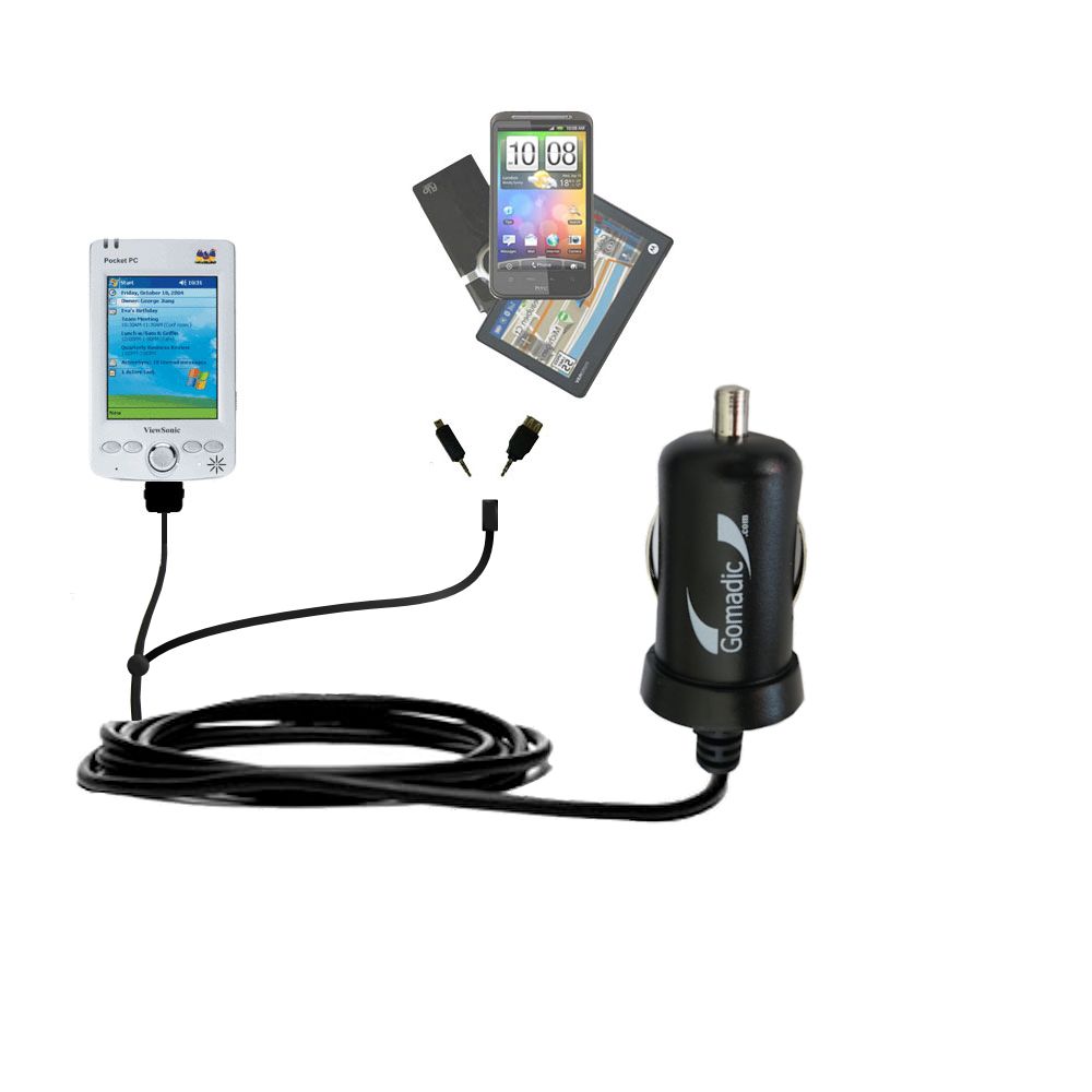 mini Double Car Charger with tips including compatible with the ViewSonic V36