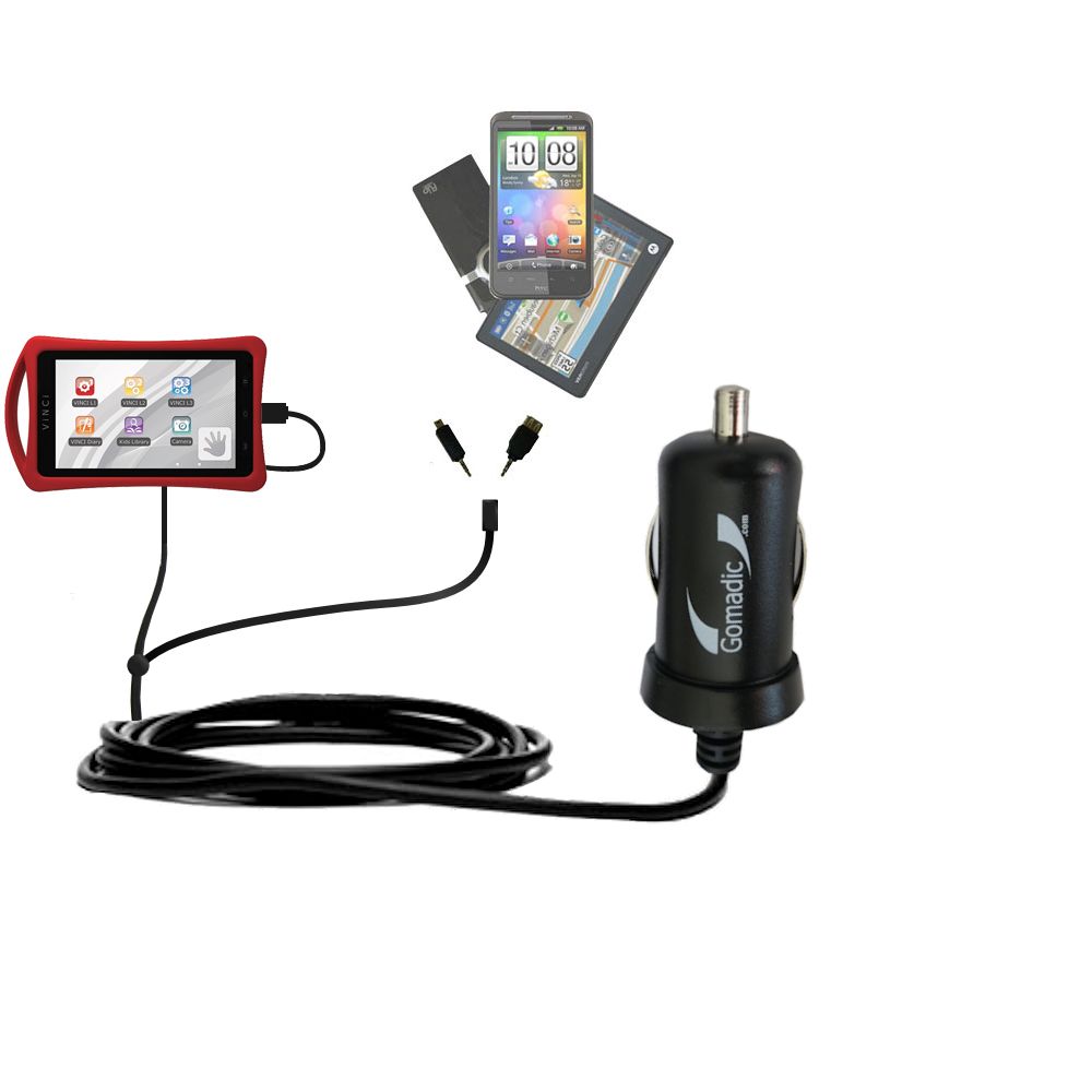 mini Double Car Charger with tips including compatible with the Vinci Tab M / Tab MV