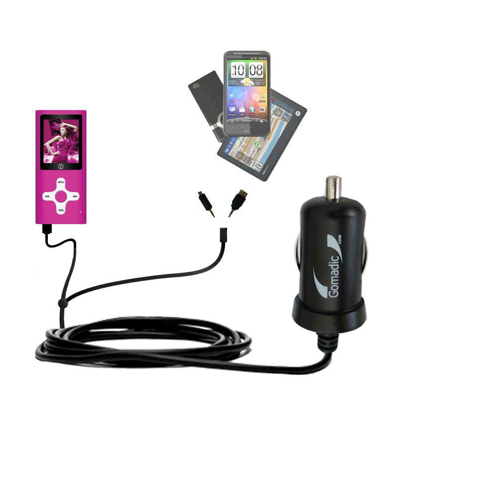mini Double Car Charger with tips including compatible with the Visual Land Daze VL-507