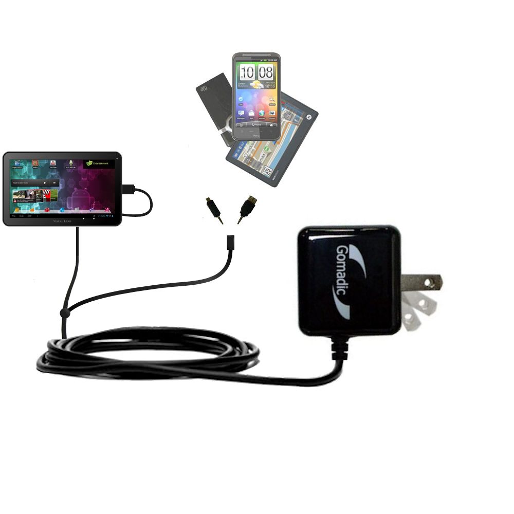 Double Wall Home Charger with tips including compatible with the Visual Land Prestige Pro 10D