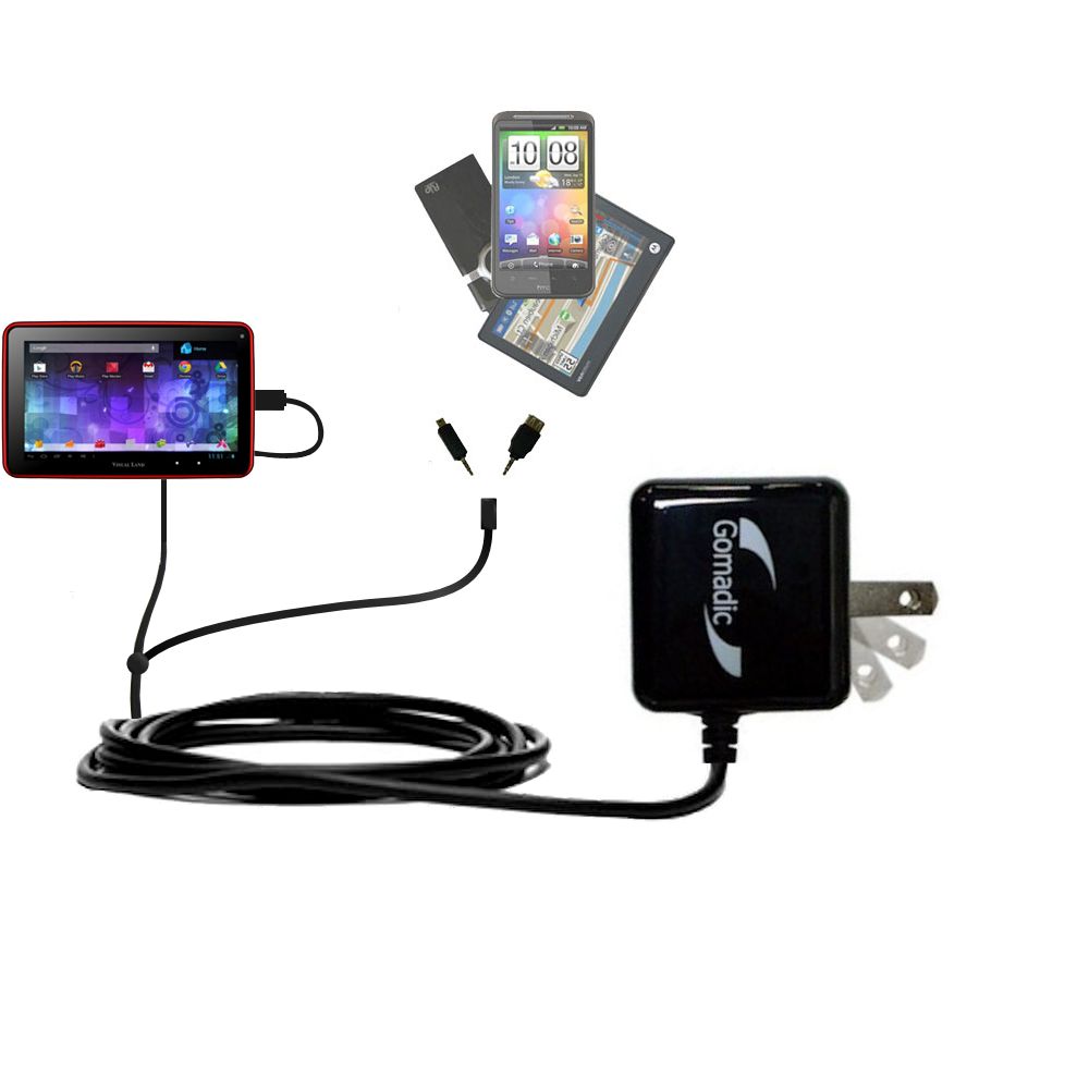 Double Wall Home Charger with tips including compatible with the Visual Land Prestige Pro 7D