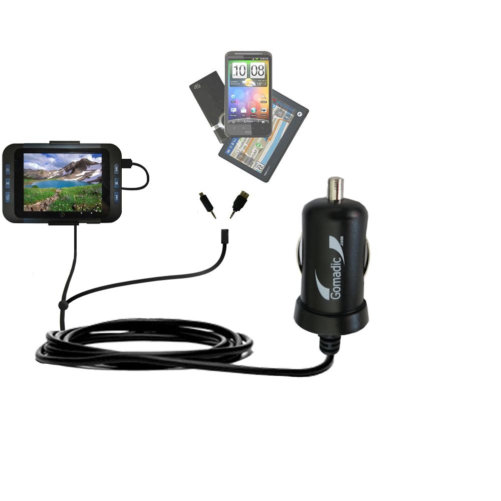 mini Double Car Charger with tips including compatible with the Visual Land V-Sport VL-901