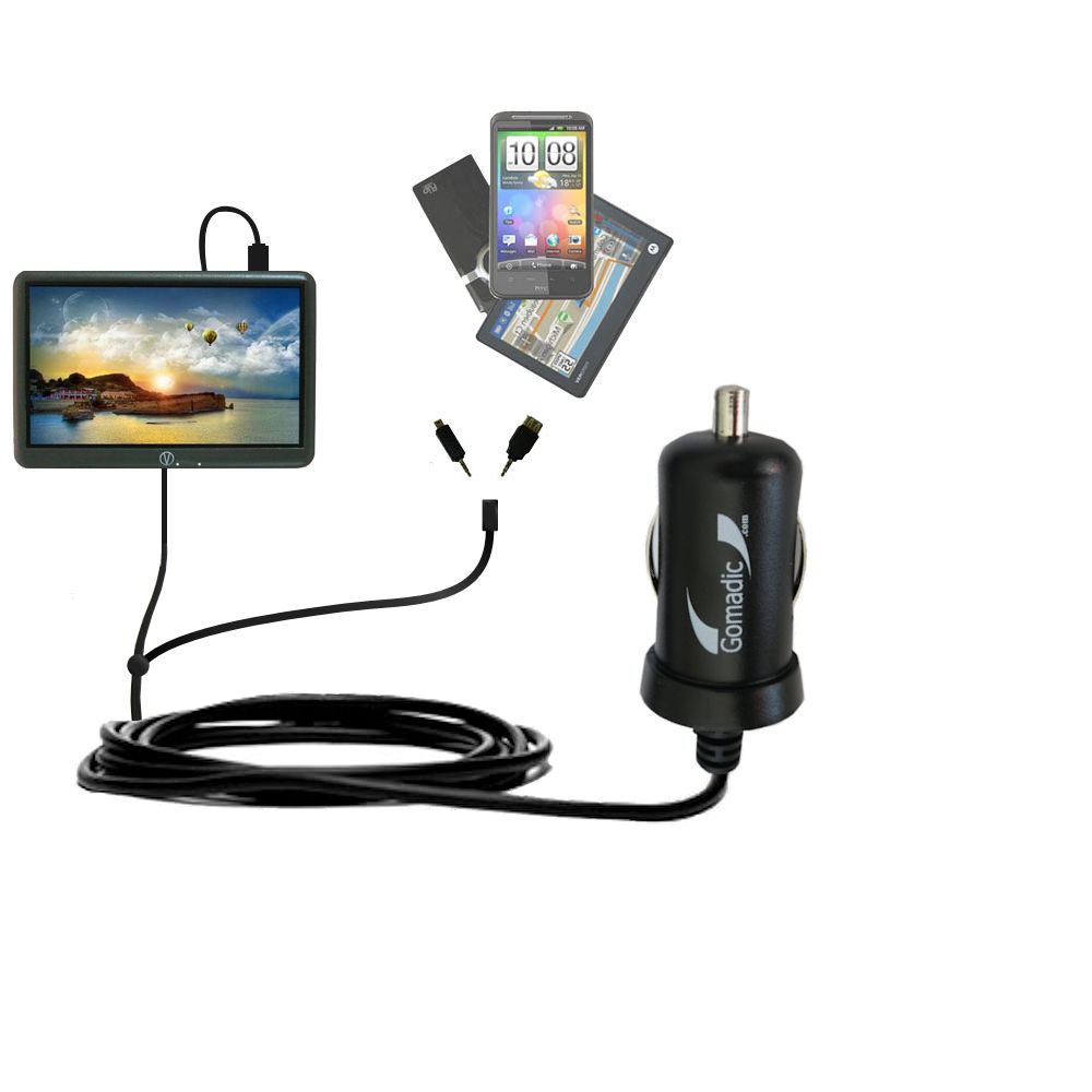 mini Double Car Charger with tips including compatible with the Visual Land V-Tap VL-902