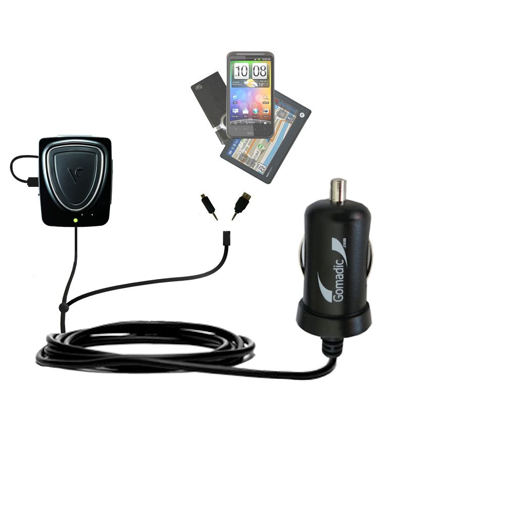 mini Double Car Charger with tips including compatible with the Voice Caddie VC200