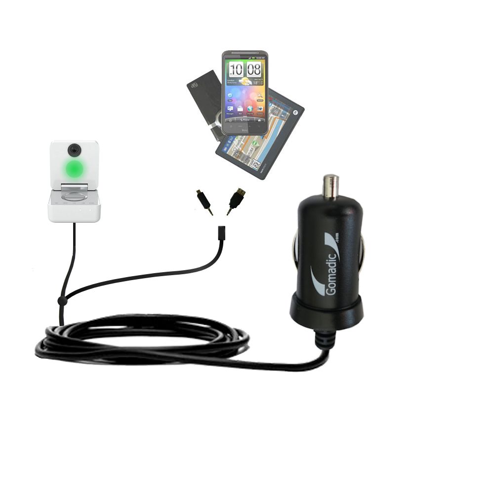 mini Double Car Charger with tips including compatible with the Withings Smart Baby Monitor