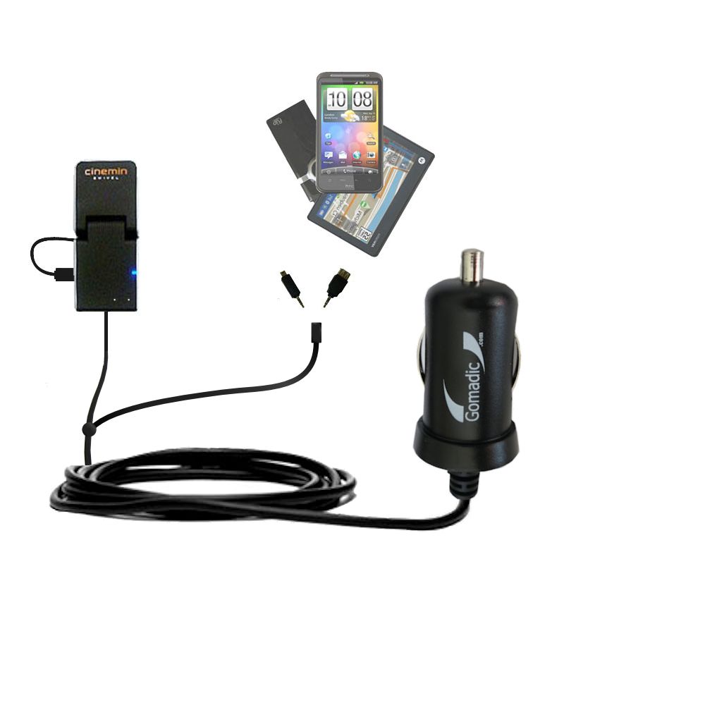 mini Double Car Charger with tips including compatible with the Wowwee Cinemin Swivel